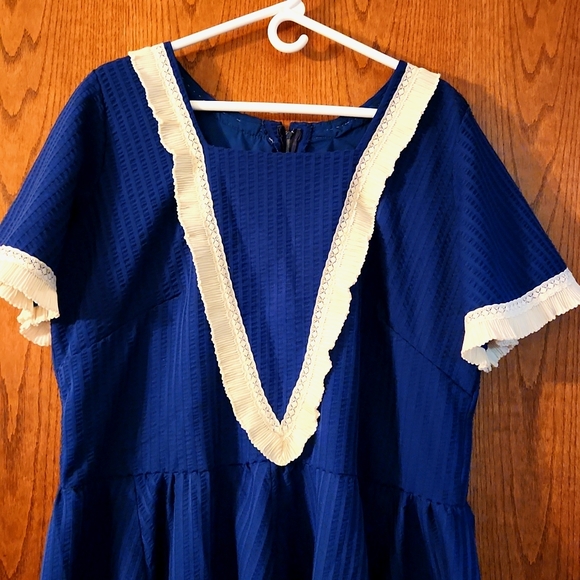 Handmade Dresses & Skirts - Vintage Square Dance Dress in navy and cream - Size XXL